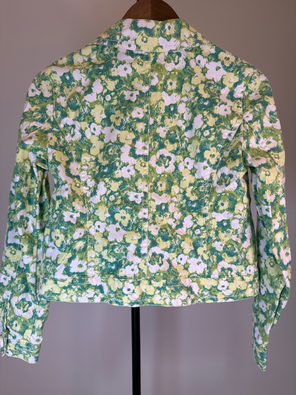 Liz Claiborne Green and White Floral Cotton-Blend Jacket | Size 4 - Picture 8 of 10